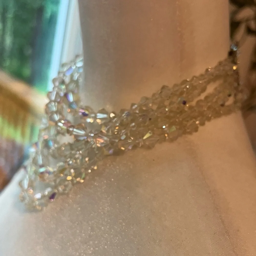 Vintage Aurora beads Five Strand Multi Layer Faceted Striking Elegant Sparkly